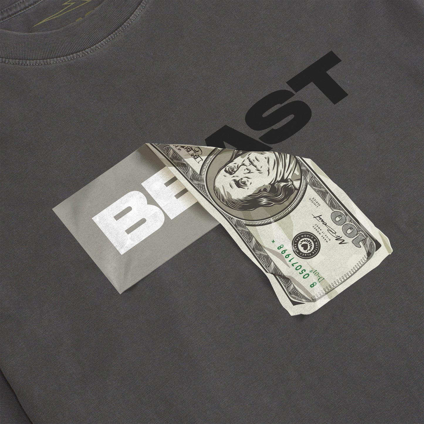 DOLLAR BILL SS TEE - BLACK PIGMENT DYE
