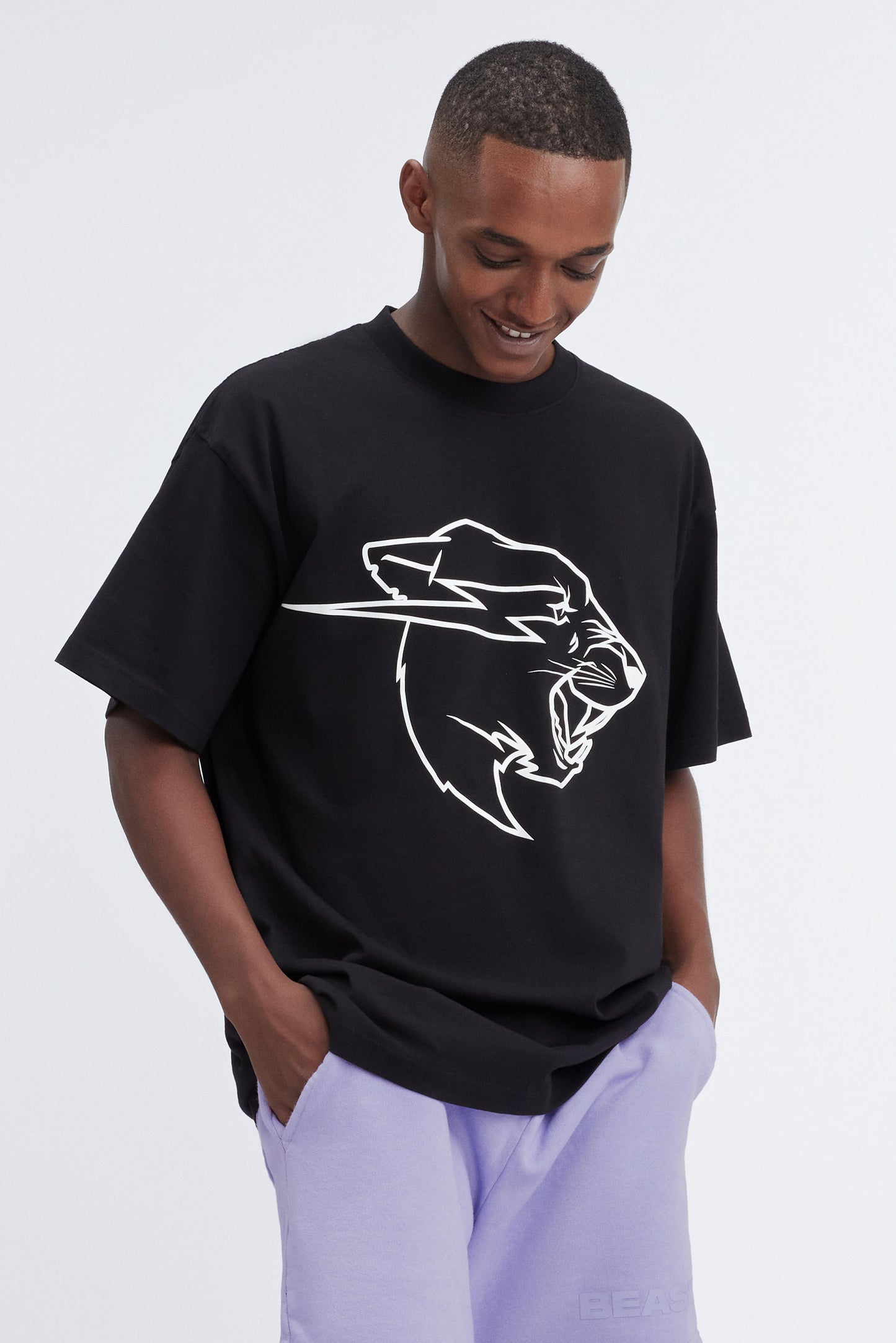 BEAST PANTHER UV REACTIVE S/SLEEVE TEE - BLACK / PINK