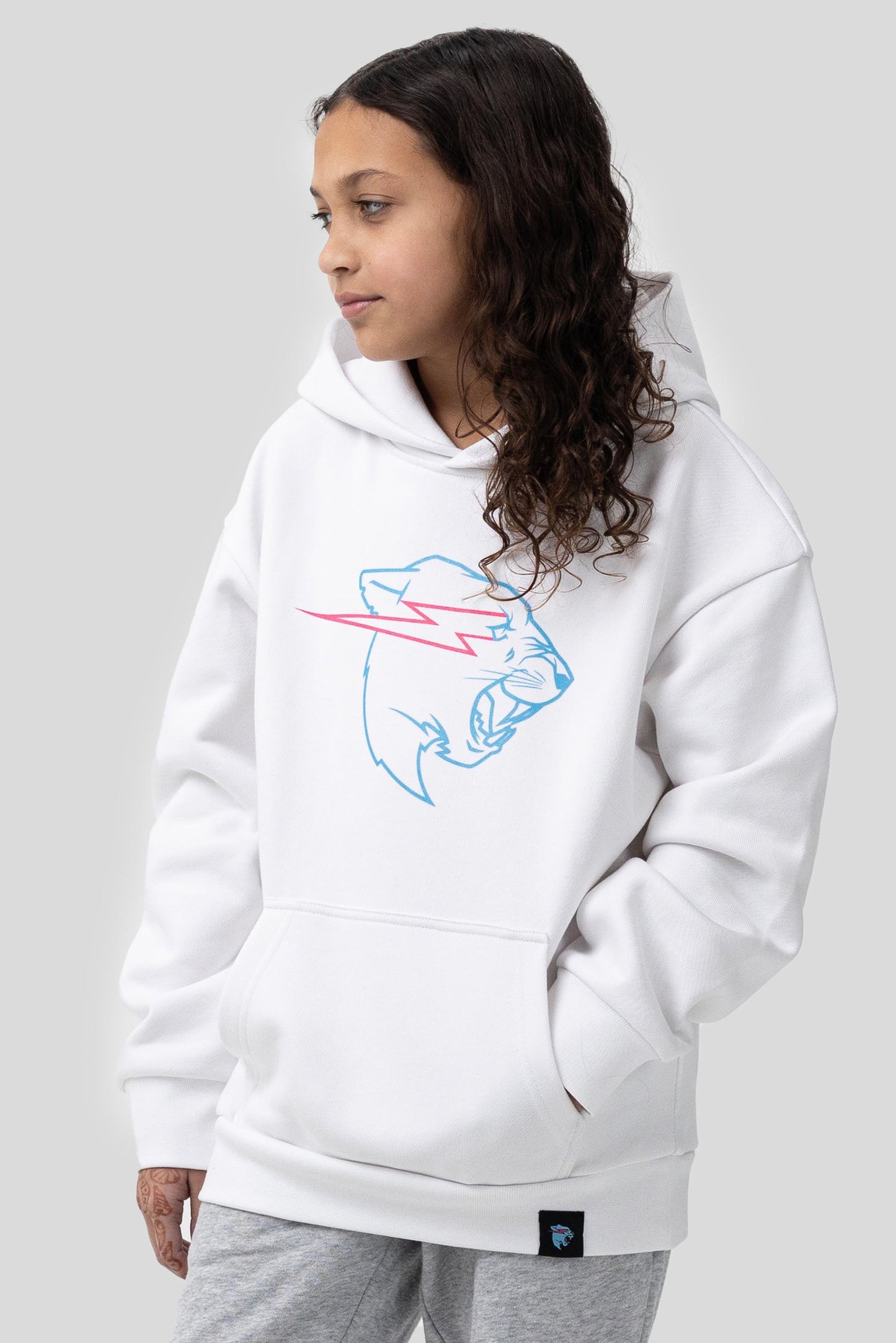 Youth Glow In The Dark Panther Hoodie - White