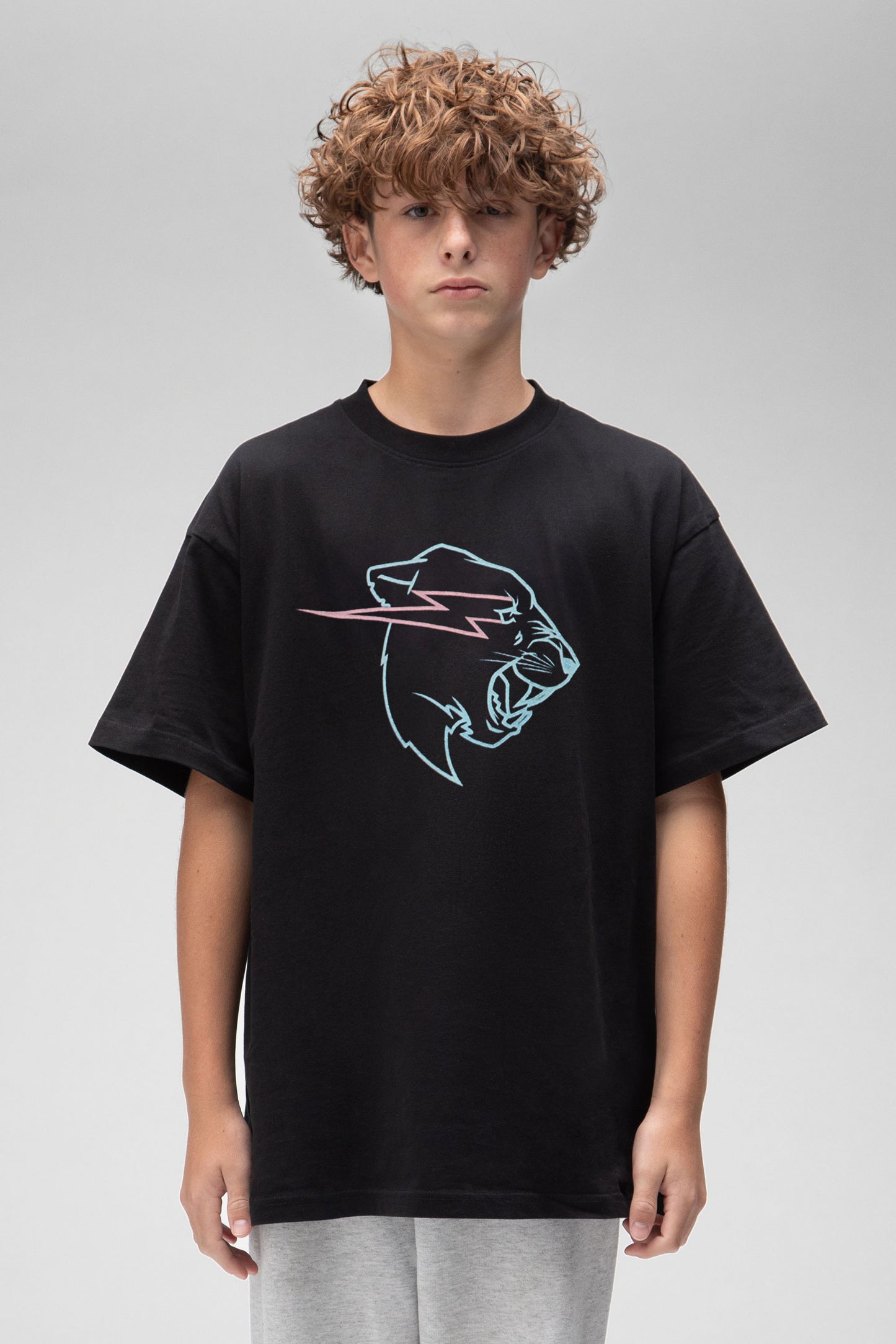 GLOW IN THE DARK PANTHER S/SLEEVE TEE - BLACK