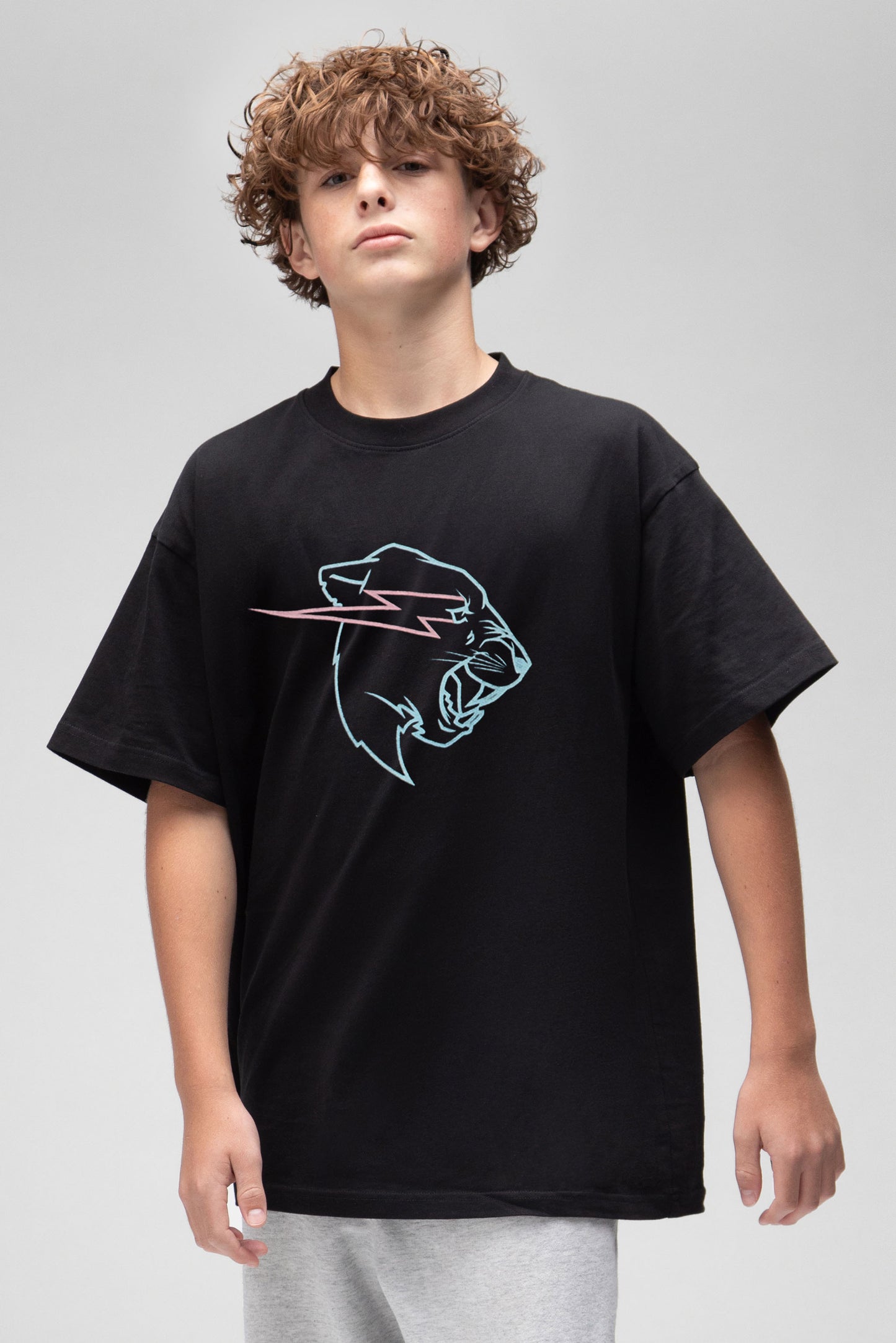 GLOW IN THE DARK PANTHER S/SLEEVE TEE - BLACK