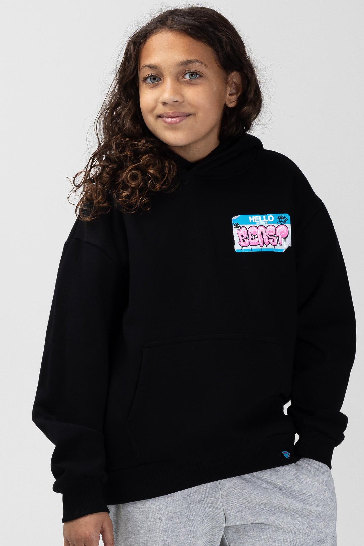 KIDS "HELLO MY NAME IS" HOODIE - BLACK