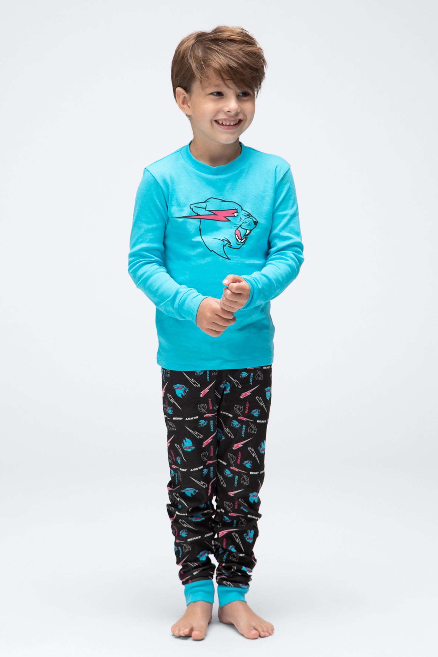 KIDS LONG SLEEVE PAJAMA SET - BLACK/BLUE