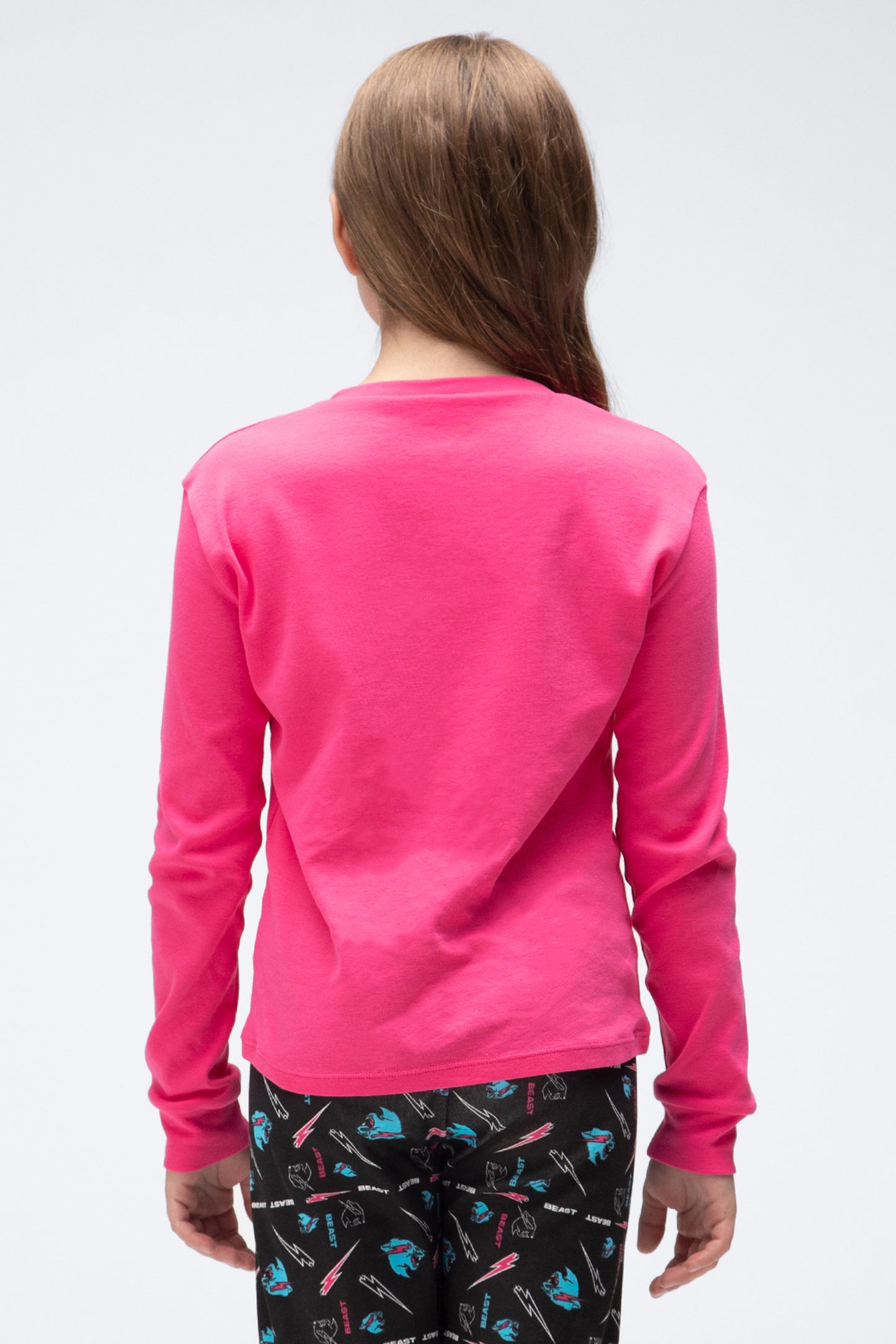 KIDS L/SLEEVE PAJAMA SET - BLACK/PINK