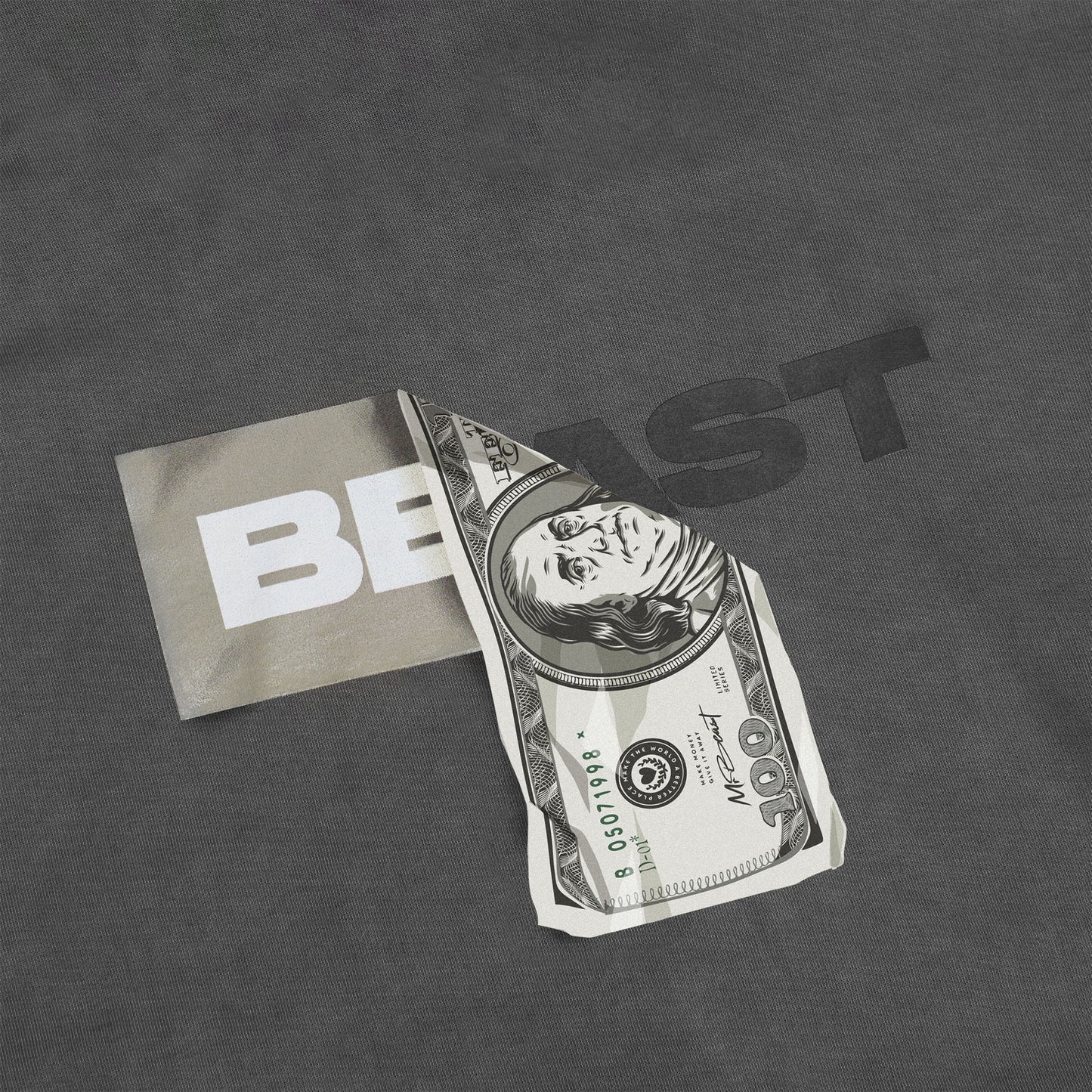 DOLLAR BILL LS TEE - BLACK PIGMENT DYE