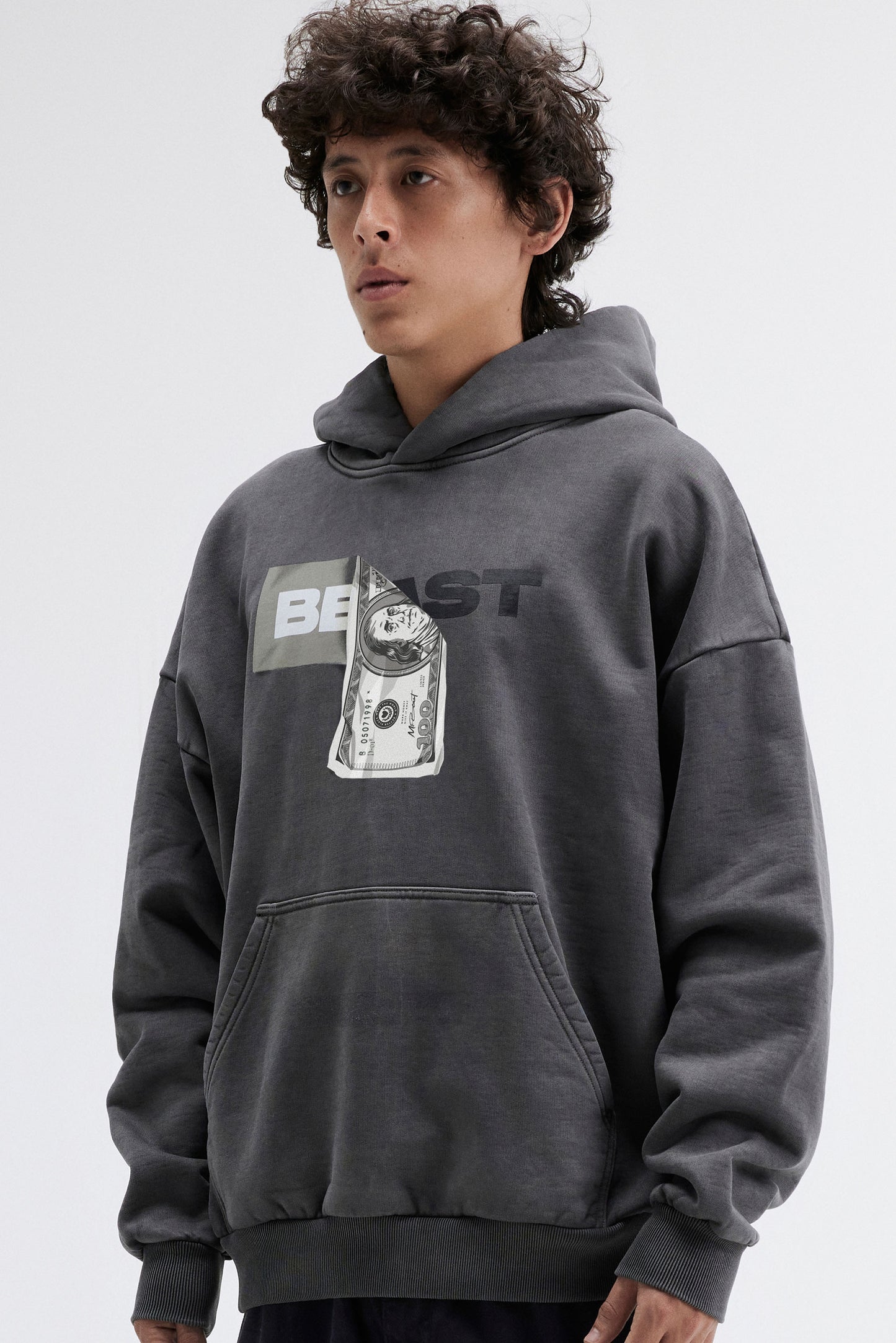 DOLLAR BILL HOODIE - BLACK PIGMENT DYE