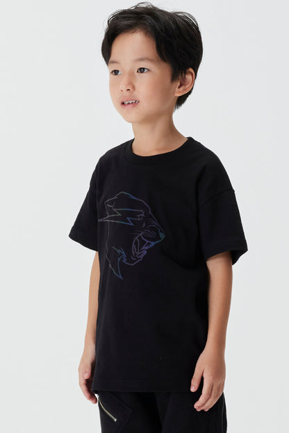 KIDS REFLECTIVE PANTHER S/SLEEVE TEE - BLACK