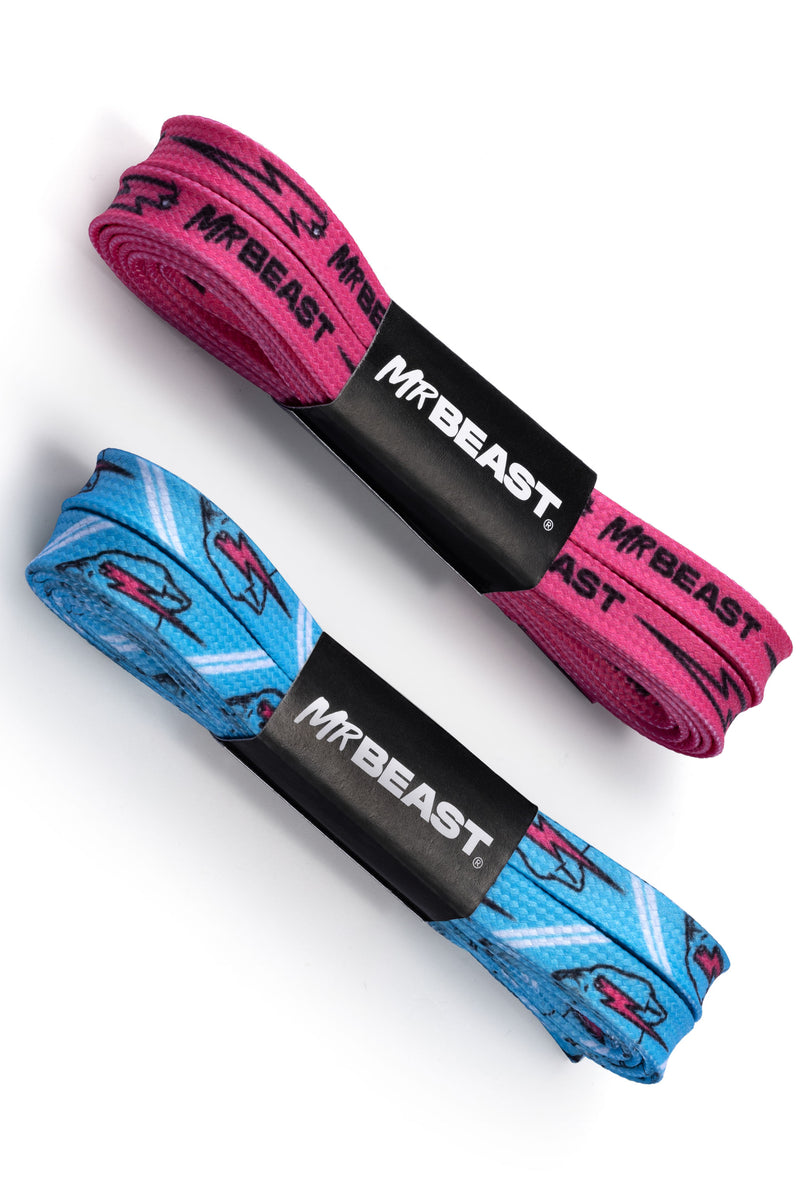 MrBeast Shoelace Set - 2 Pack - Pink/Blue