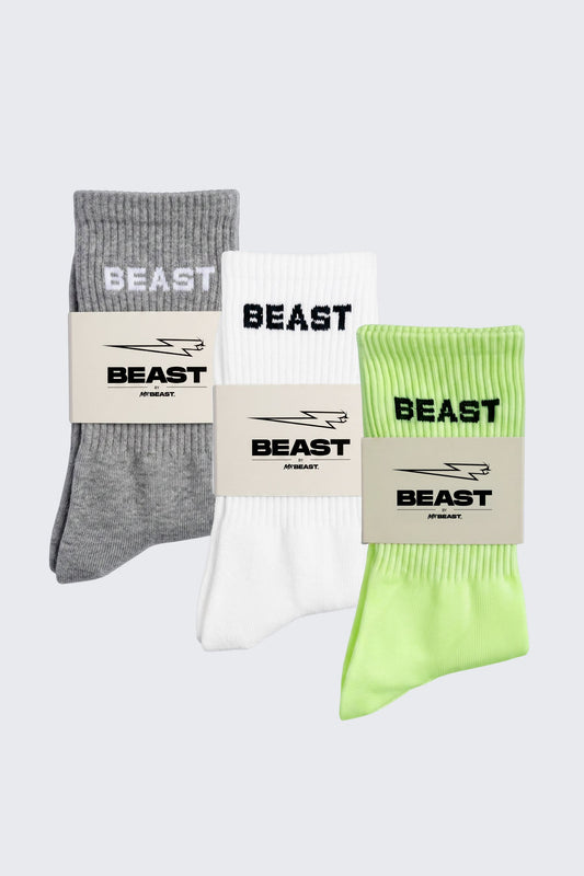 3 Pack Multicolor Beast Socks Bundle