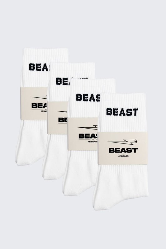 4 Pack White Beast Socks Bundle