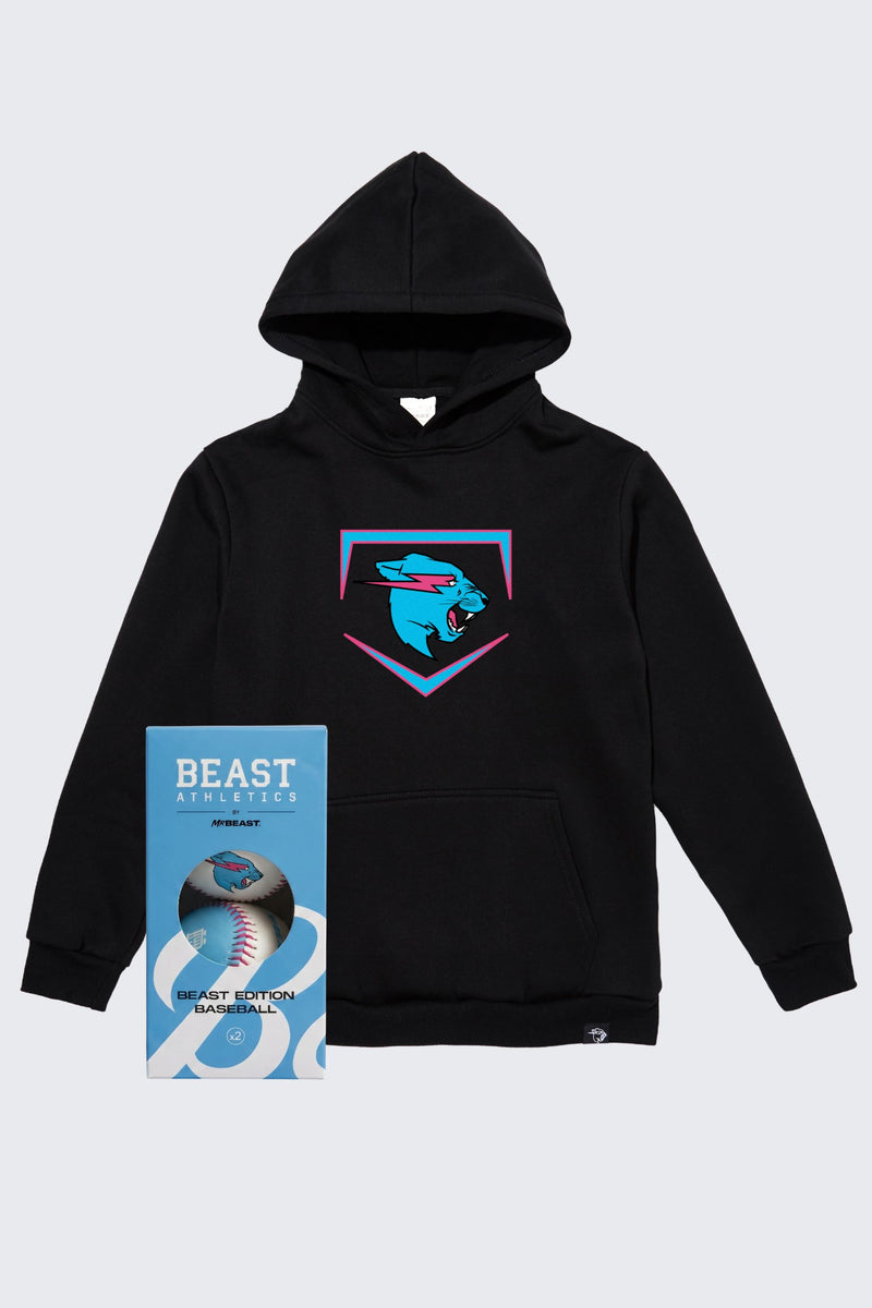 Beast Edition Plate Hoodie + 2 Pack Baseballs Bundle - Black