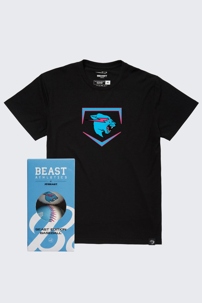 Beast Edition Plate Tee + 2 Pack Baseballs Bundle - Black