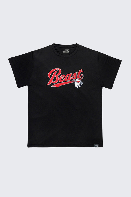 Beast Script Baseball Tee
