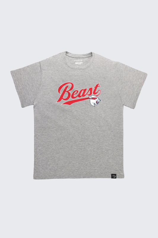 Beast Script Baseball Tee