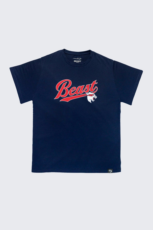 Beast Script Baseball Tee