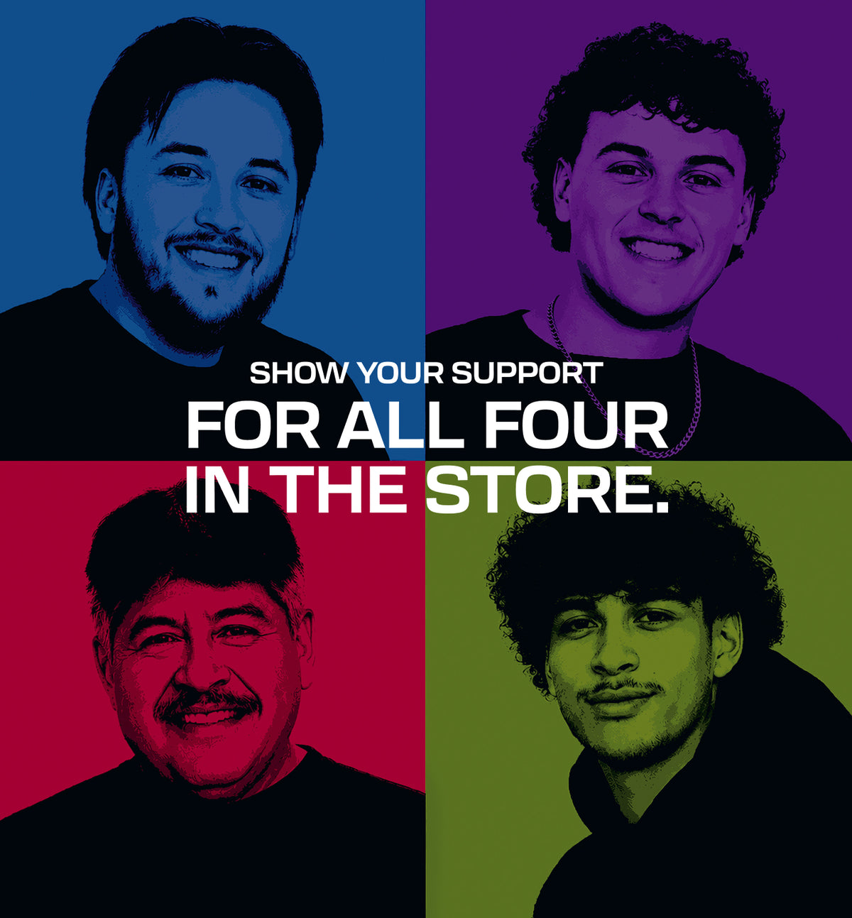 Show your support for all four in the store