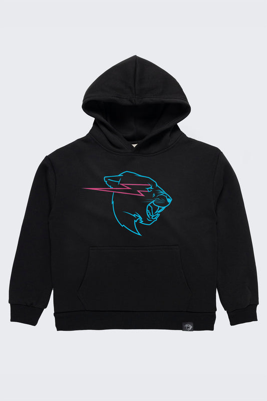 KIDS GLOW IN THE DARK PANTHER HOODIE - BLACK