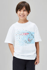 KIDS DATABLOCKER S/SLEEVE TEE - WHITE