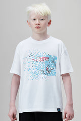 KIDS DATABLOCKER S/SLEEVE TEE - WHITE