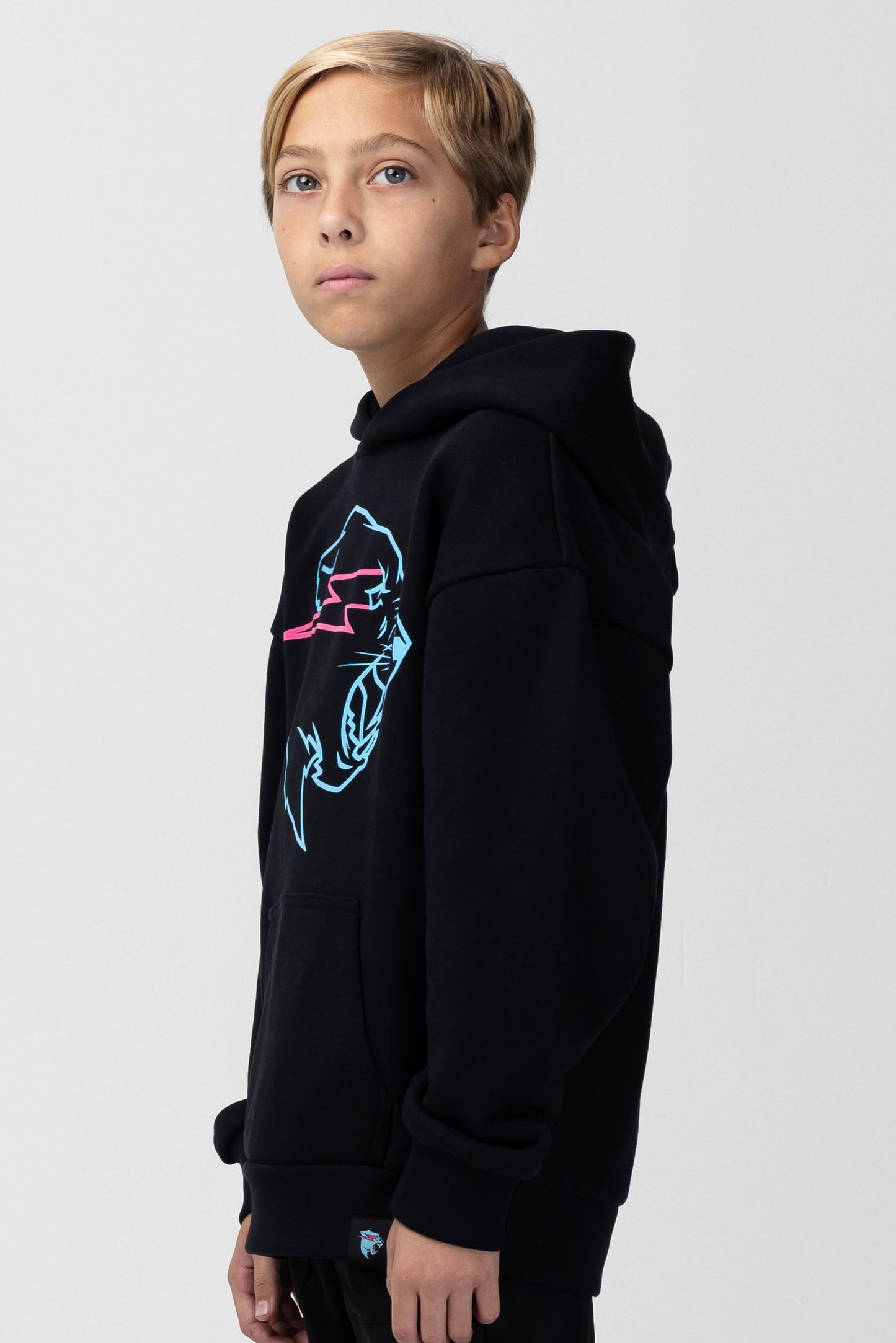 KIDS GLOW IN THE DARK PANTHER HOODIE - BLACK