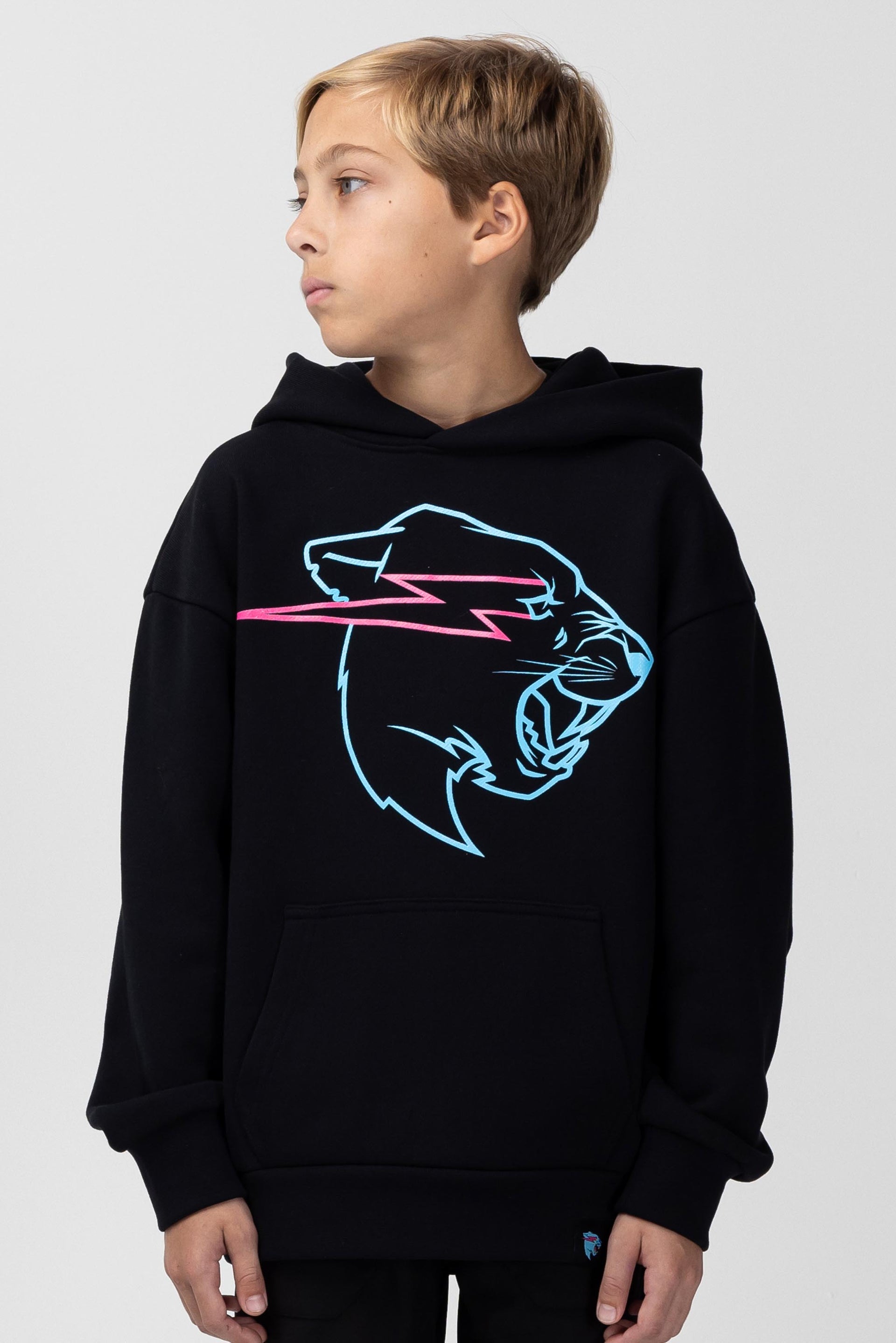 KIDS GLOW IN THE DARK PANTHER HOODIE BLACK –