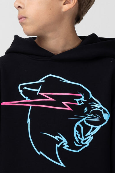 KIDS GLOW IN THE DARK PANTHER HOODIE - BLACK