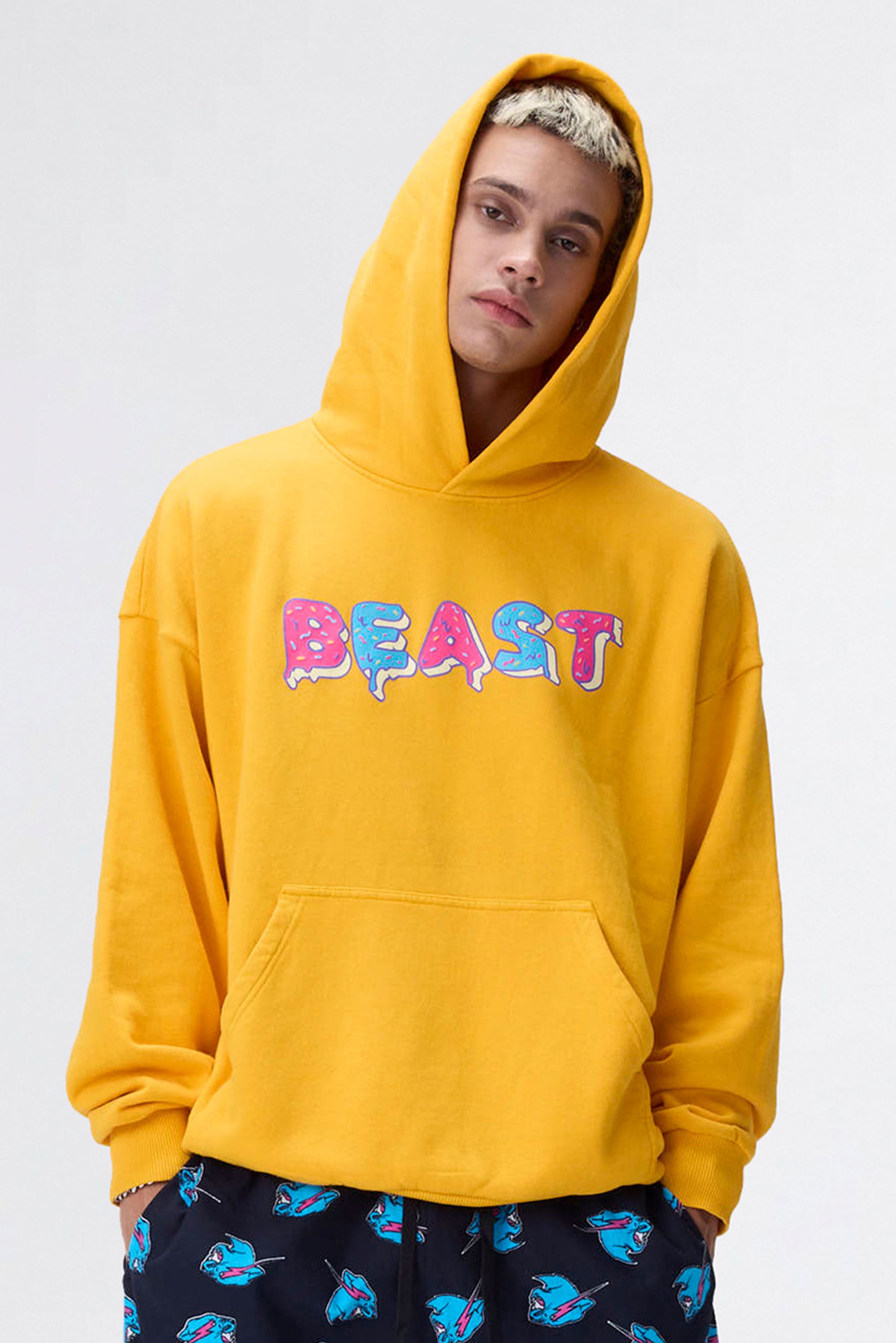 Yellow Sweatshirt Frosted Beast Champion Pullover Hoodie Frosted