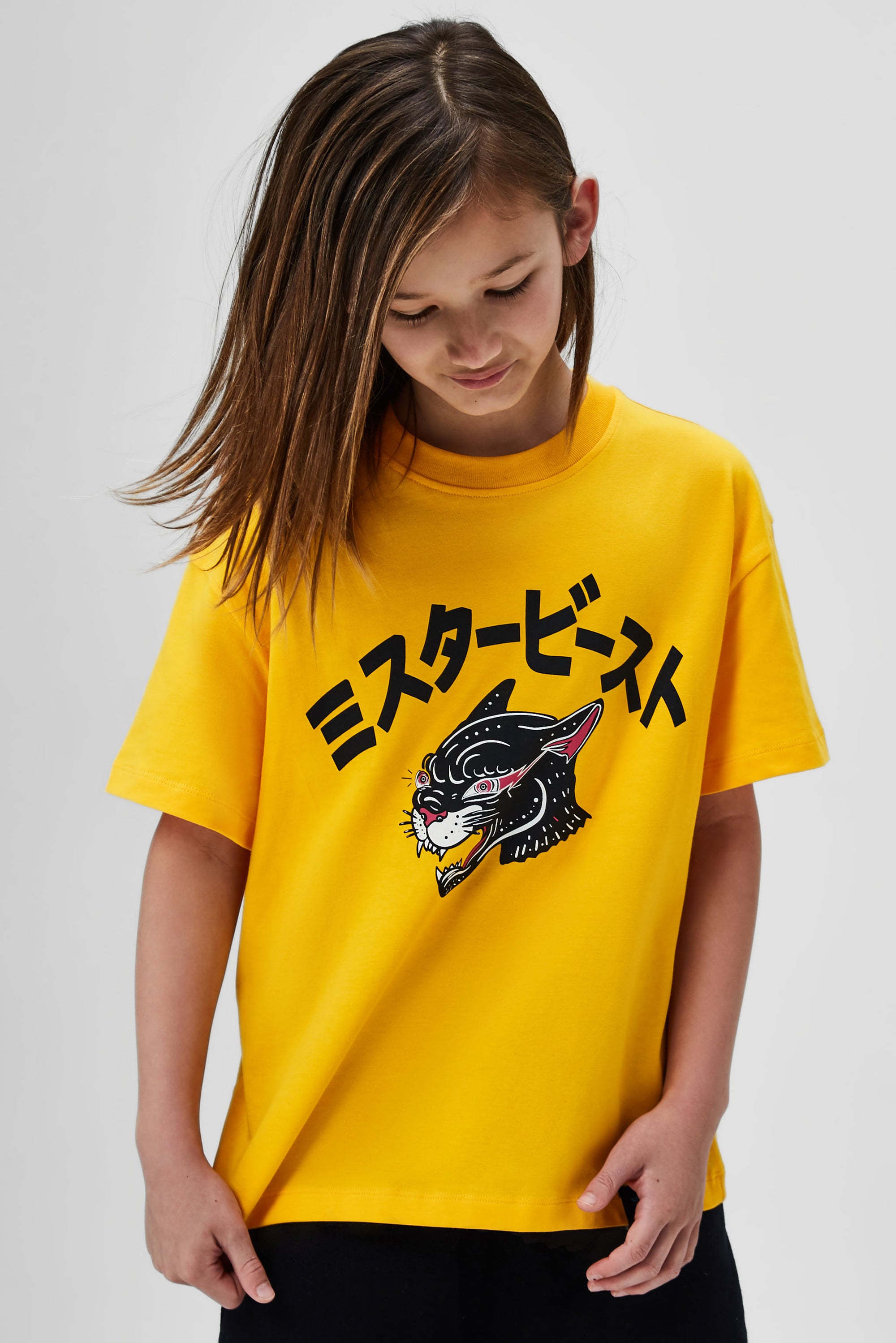 KIDS KANJI S/SLEEVE TEE -YELLOW