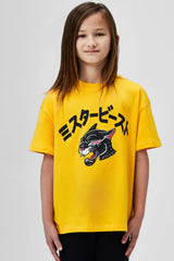 KIDS KANJI S/SLEEVE TEE -YELLOW