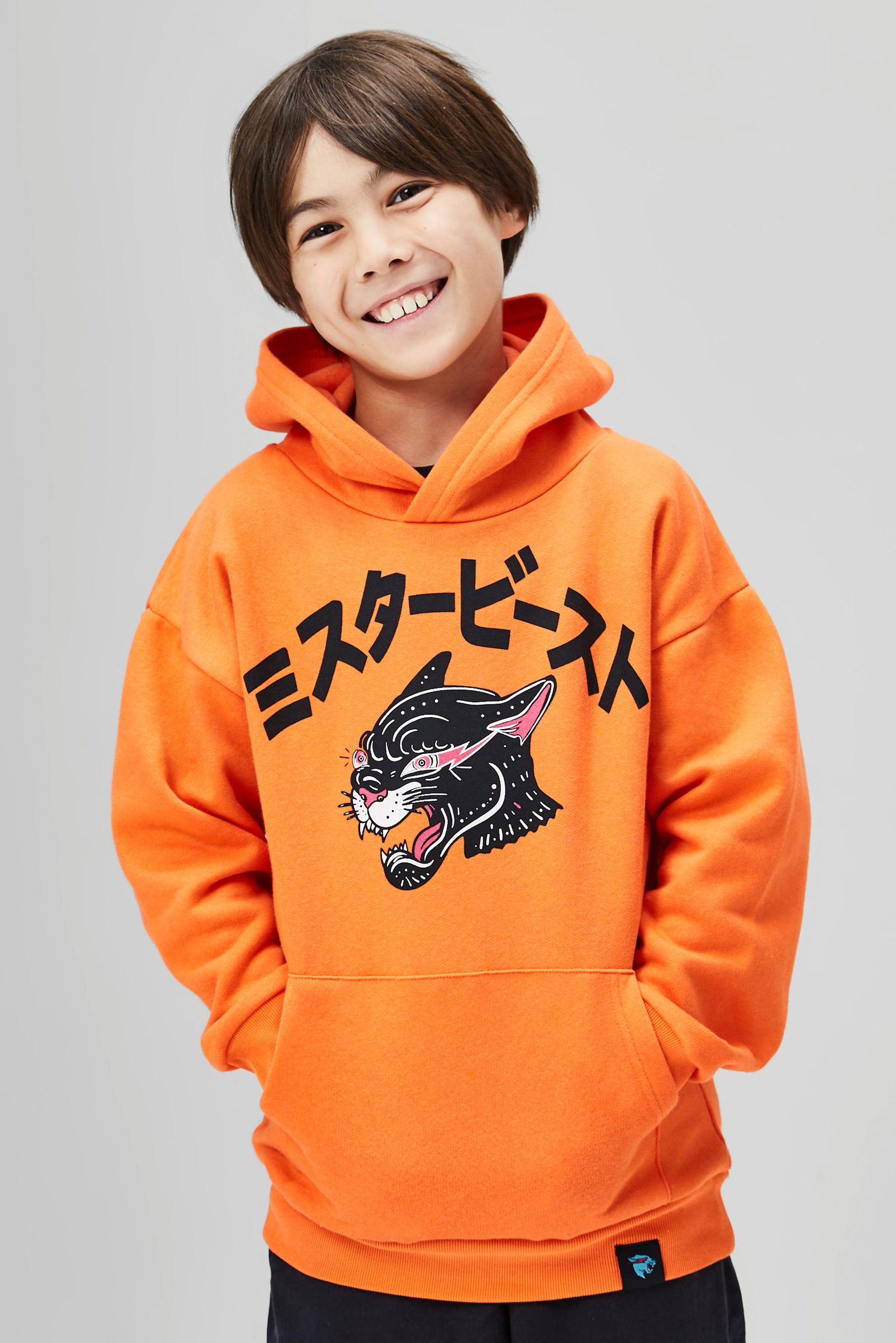 KIDS KANJI HOODIE - ORANGE