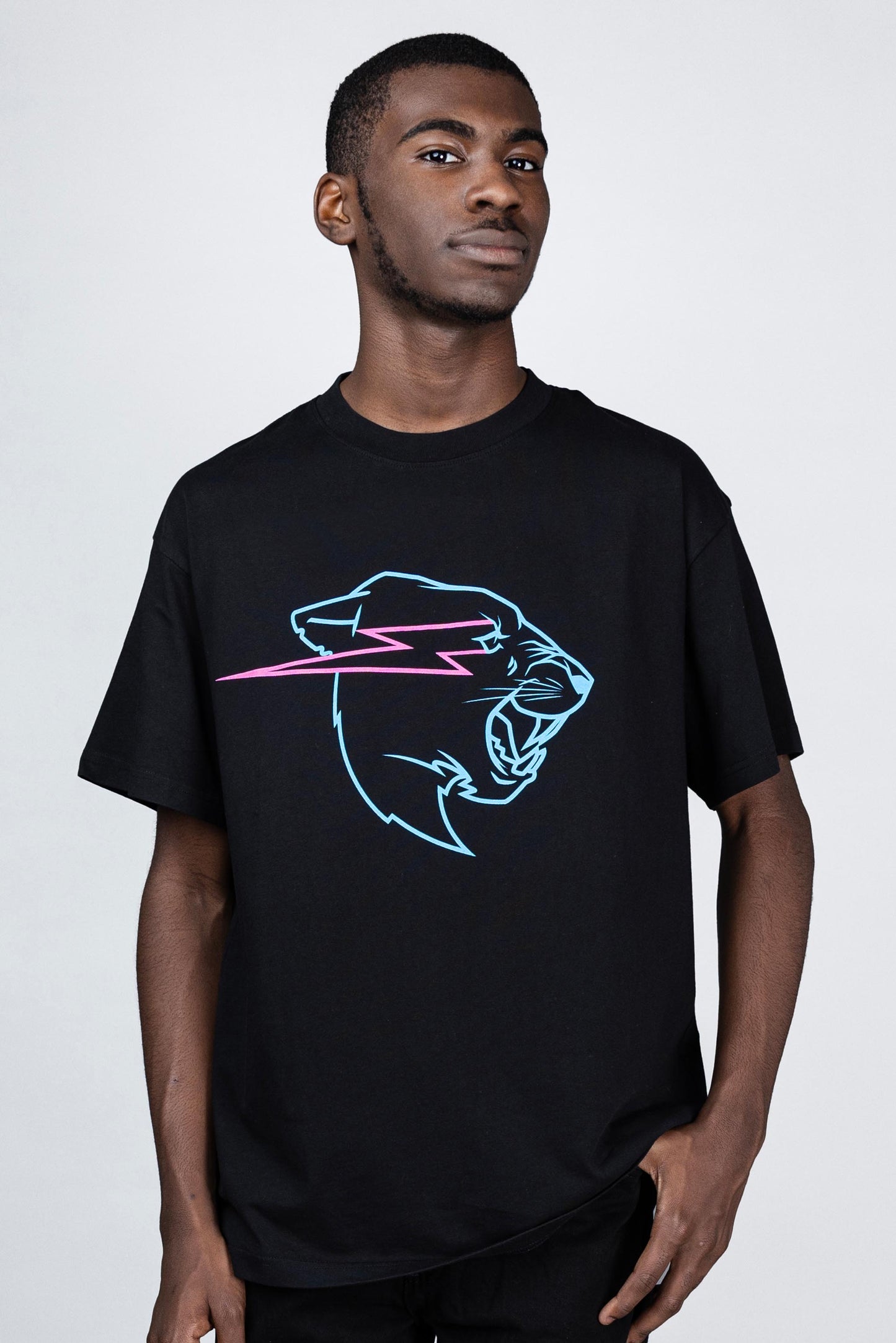 GLOW IN THE DARK PANTHER S/SLEEVE TEE - BLACK