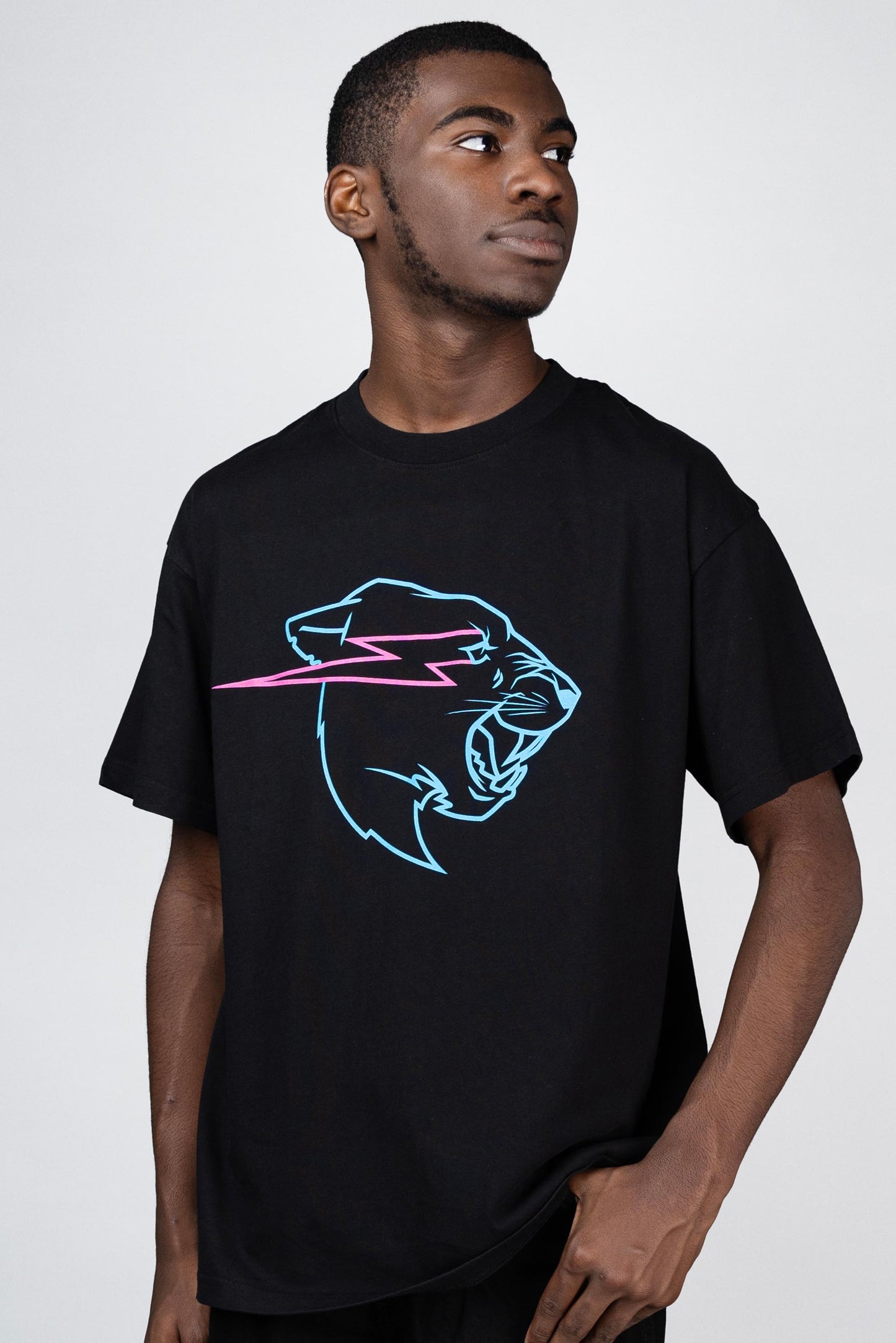 GLOW IN THE DARK PANTHER S/SLEEVE TEE - BLACK