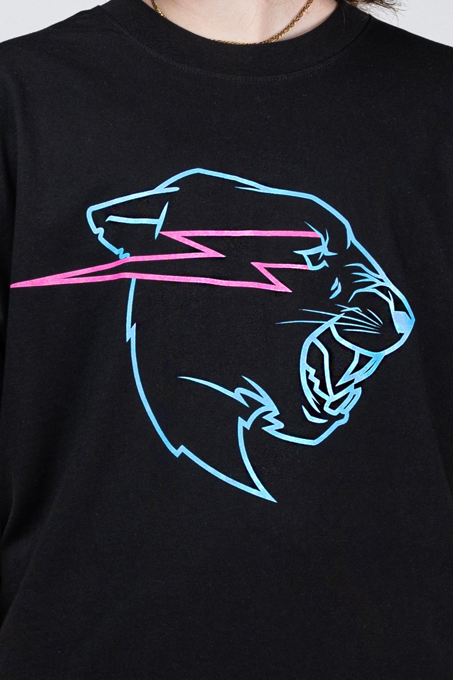 GLOW IN THE DARK PANTHER S/SLEEVE TEE - BLACK