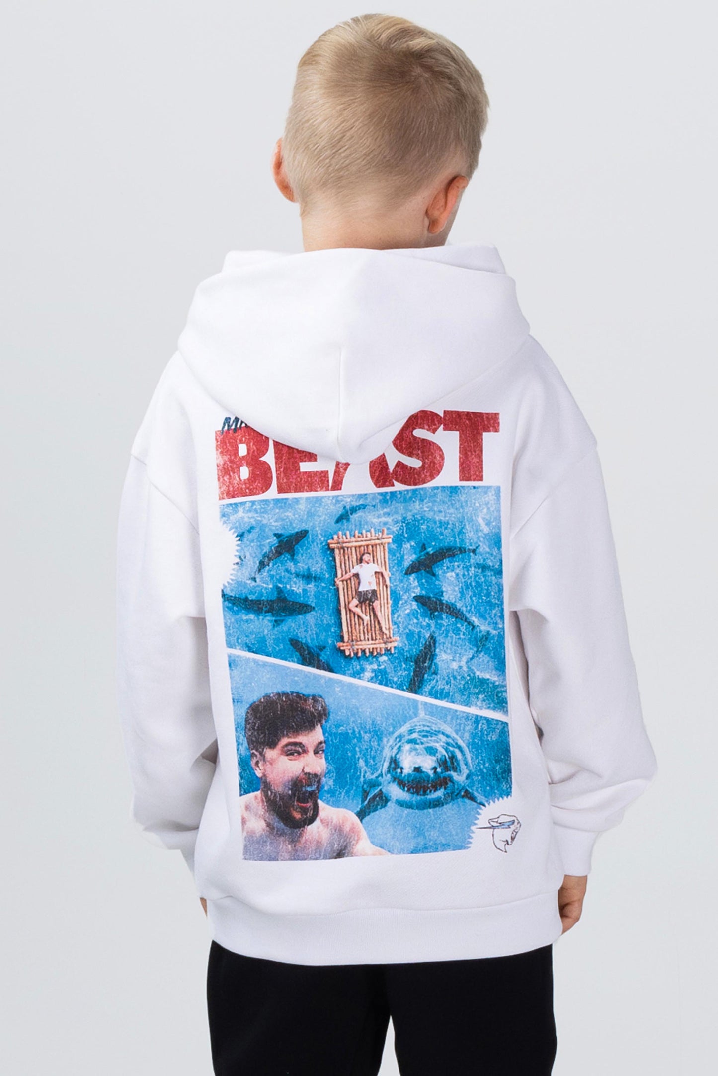 KIDS SHARK AT SEA HOODIE - WHITE