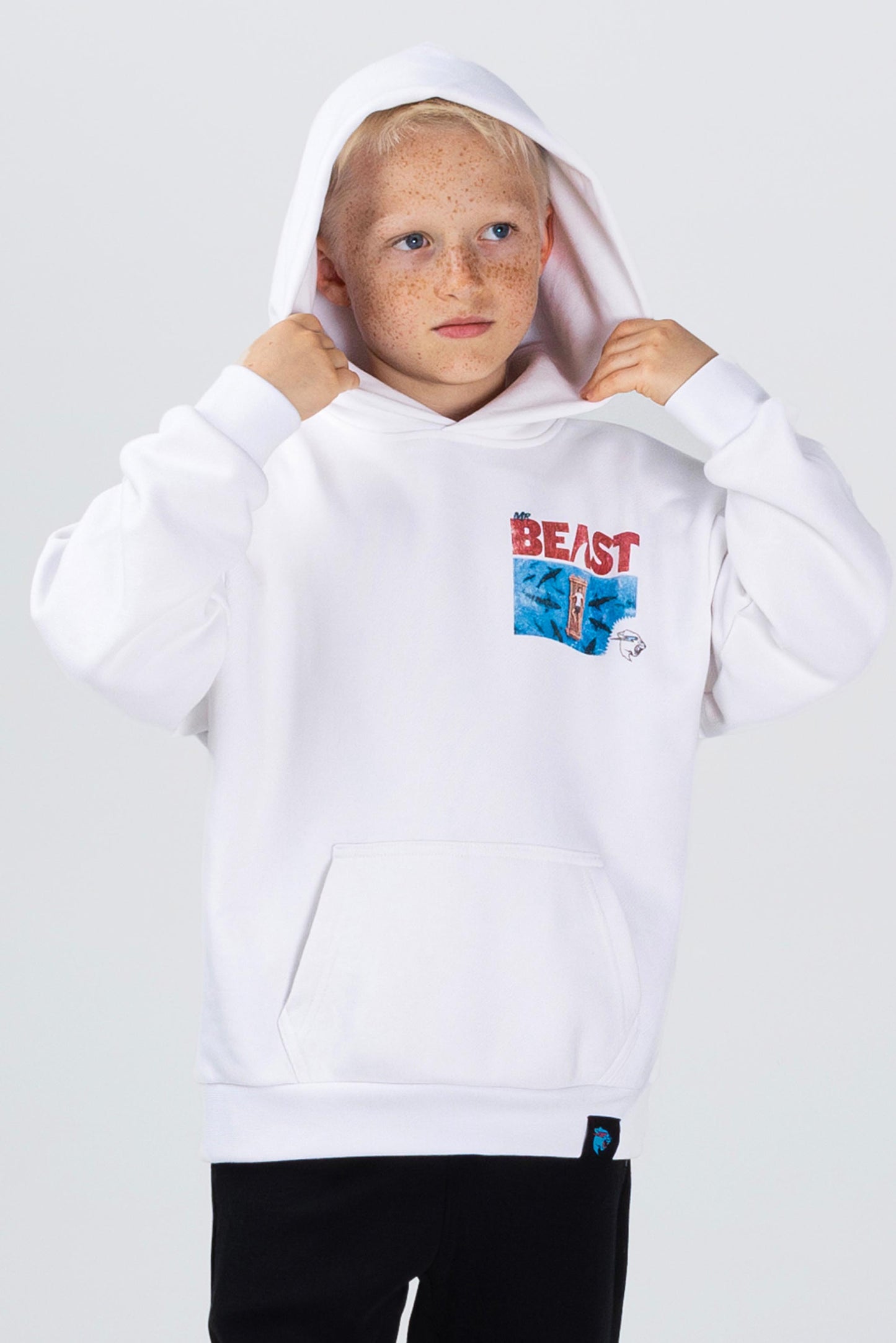 KIDS SHARK AT SEA HOODIE - WHITE