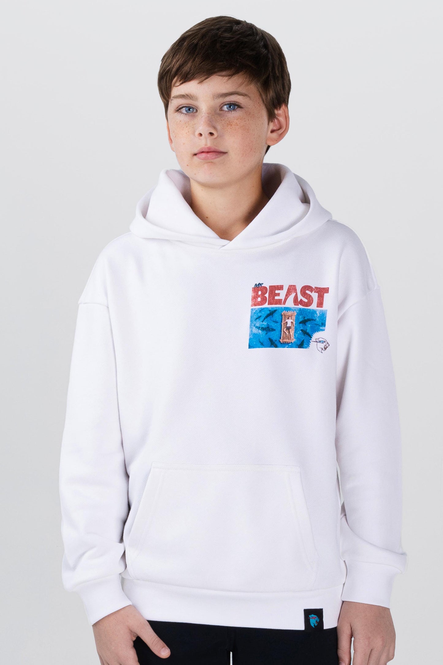 KIDS SHARK AT SEA HOODIE - WHITE