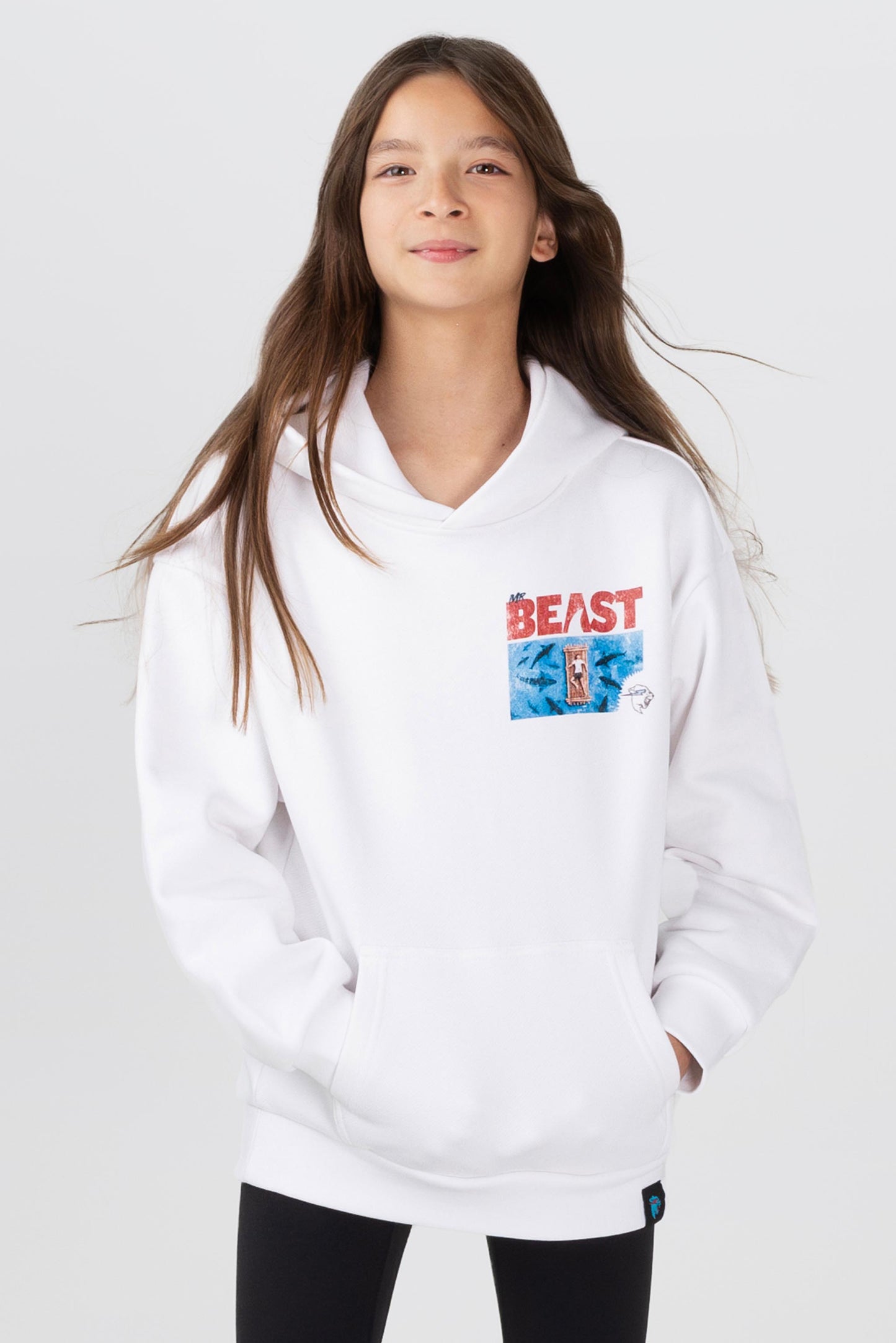 KIDS SHARK AT SEA HOODIE - WHITE