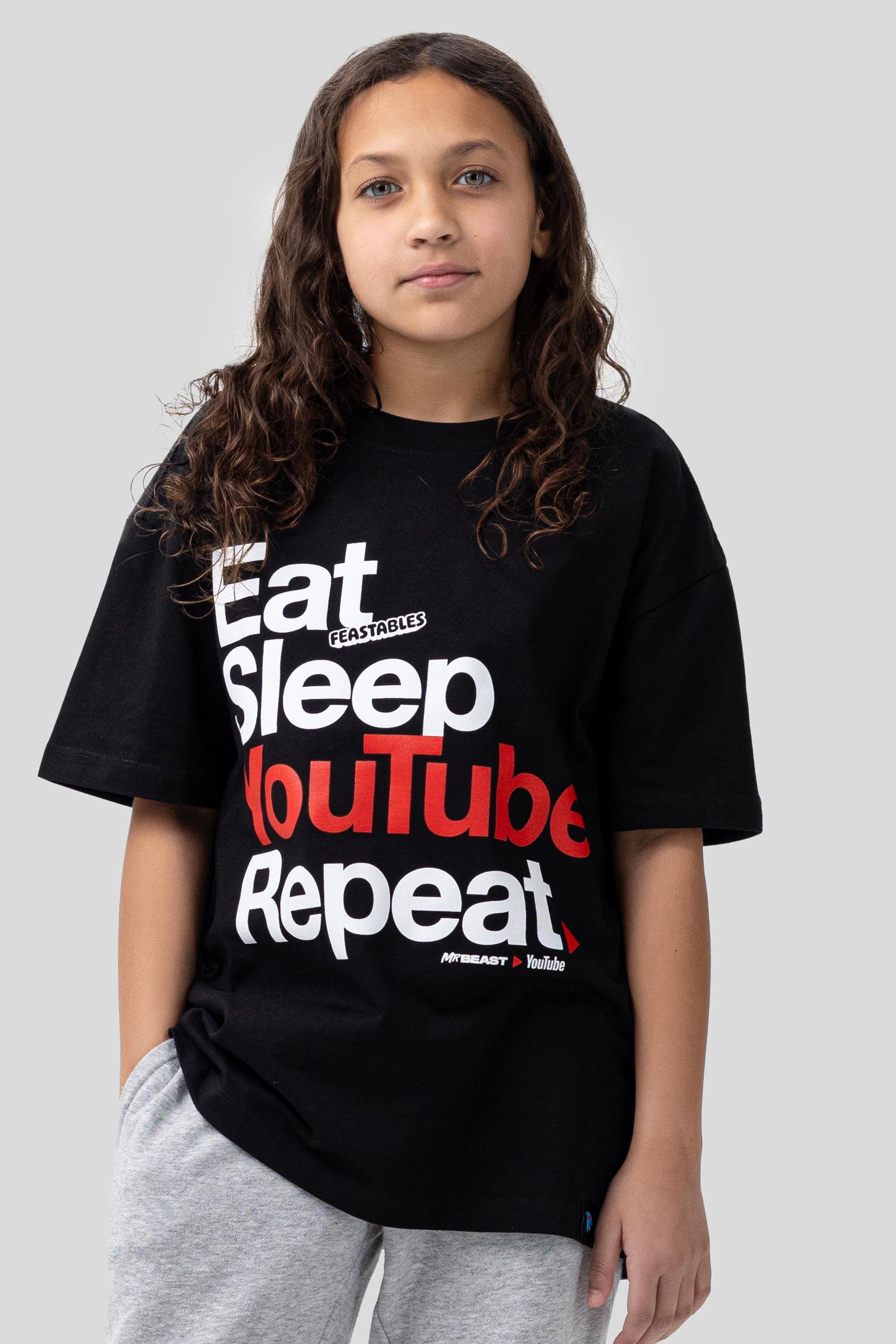 KIDS EAT SLEEP REPEAT TEE - BLACK