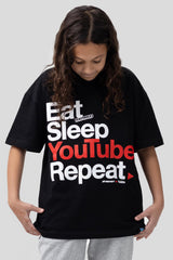 KIDS EAT SLEEP REPEAT TEE - BLACK