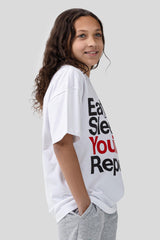 KIDS EAT SLEEP REPEAT TEE - WHITE