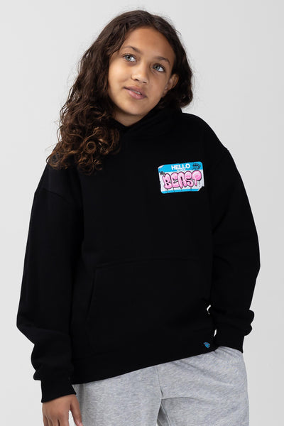 KIDS "HELLO MY NAME IS" HOODIE - BLACK