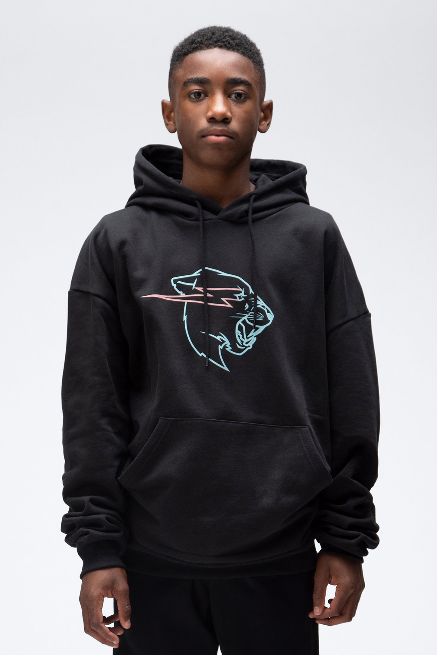 GLOW IN THE DARK PANTHER HOODIE - BLACK