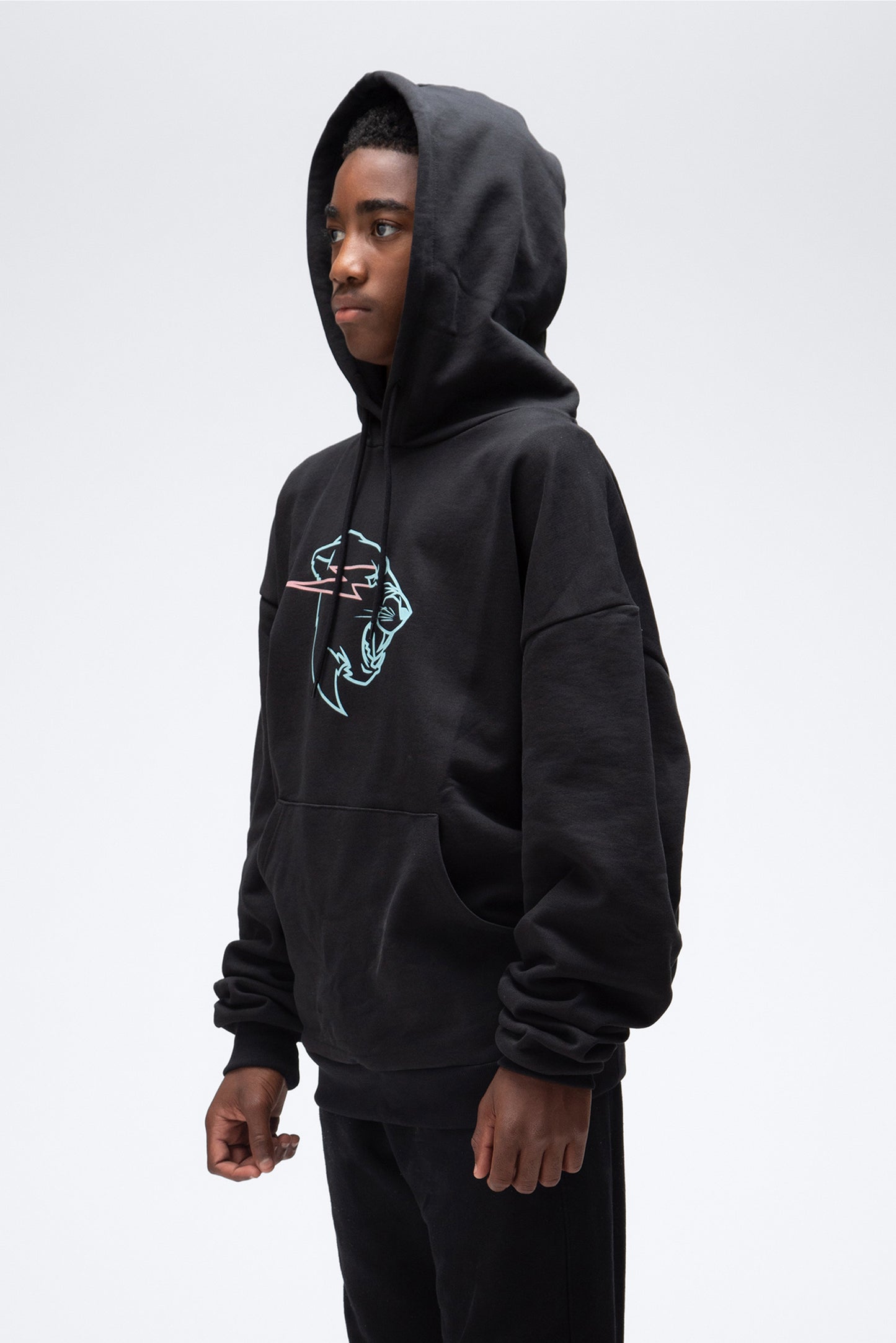 GLOW IN THE DARK PANTHER HOODIE - BLACK