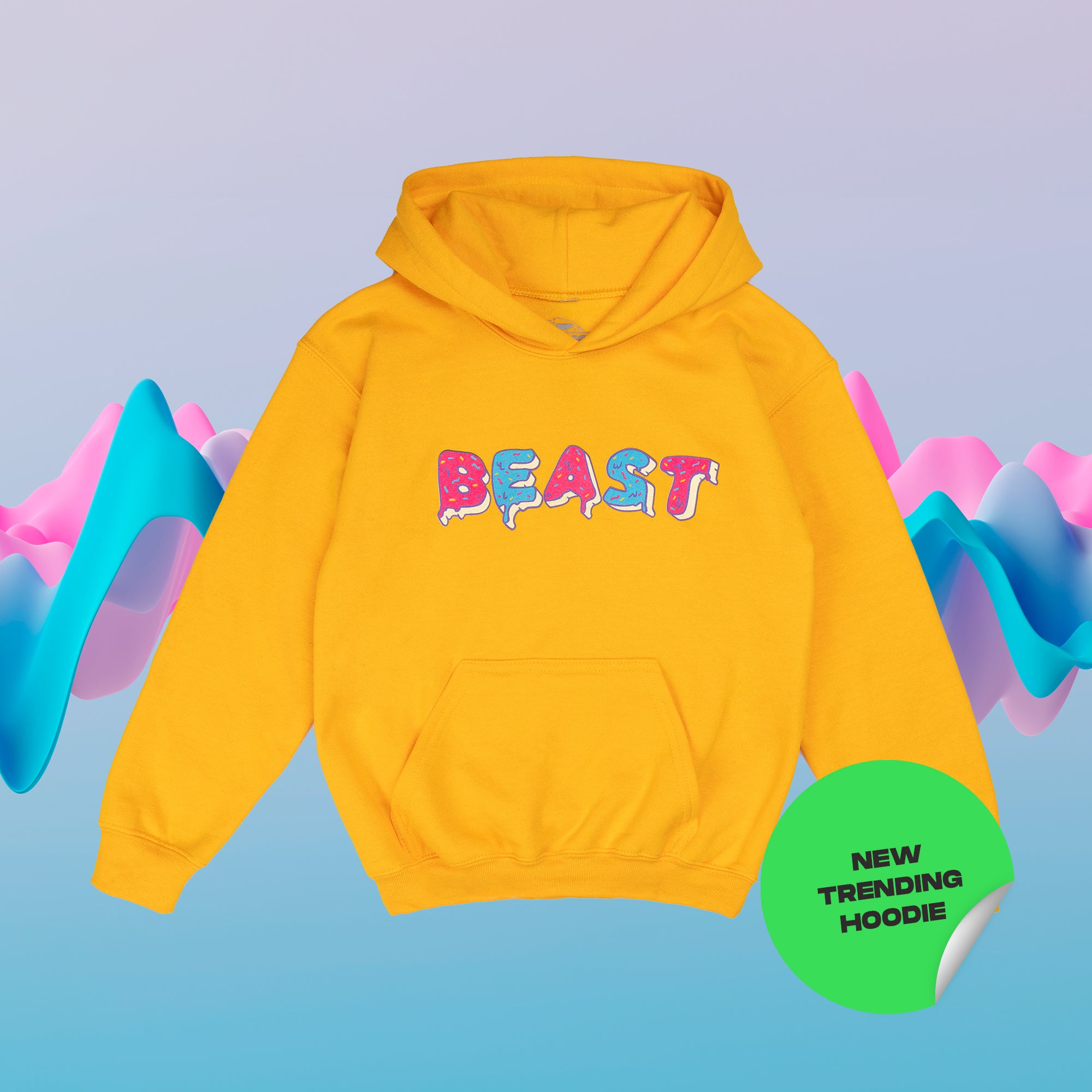 KIDS BASICS FROSTED BEAST HOODIE YELLOW 6Y