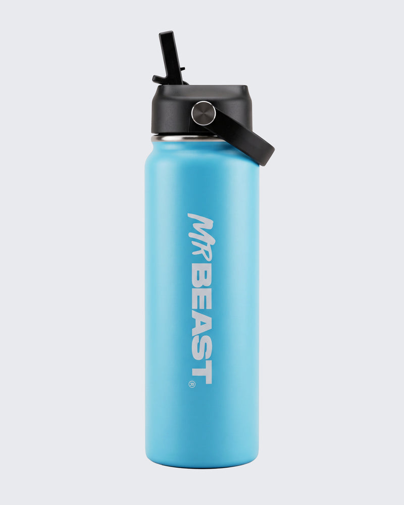MrBeast Flip Straw Water Bottle - 25oz - Blue