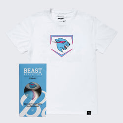 Beast Edition Plate Tee + 2 Pack Baseballs Bundle - White