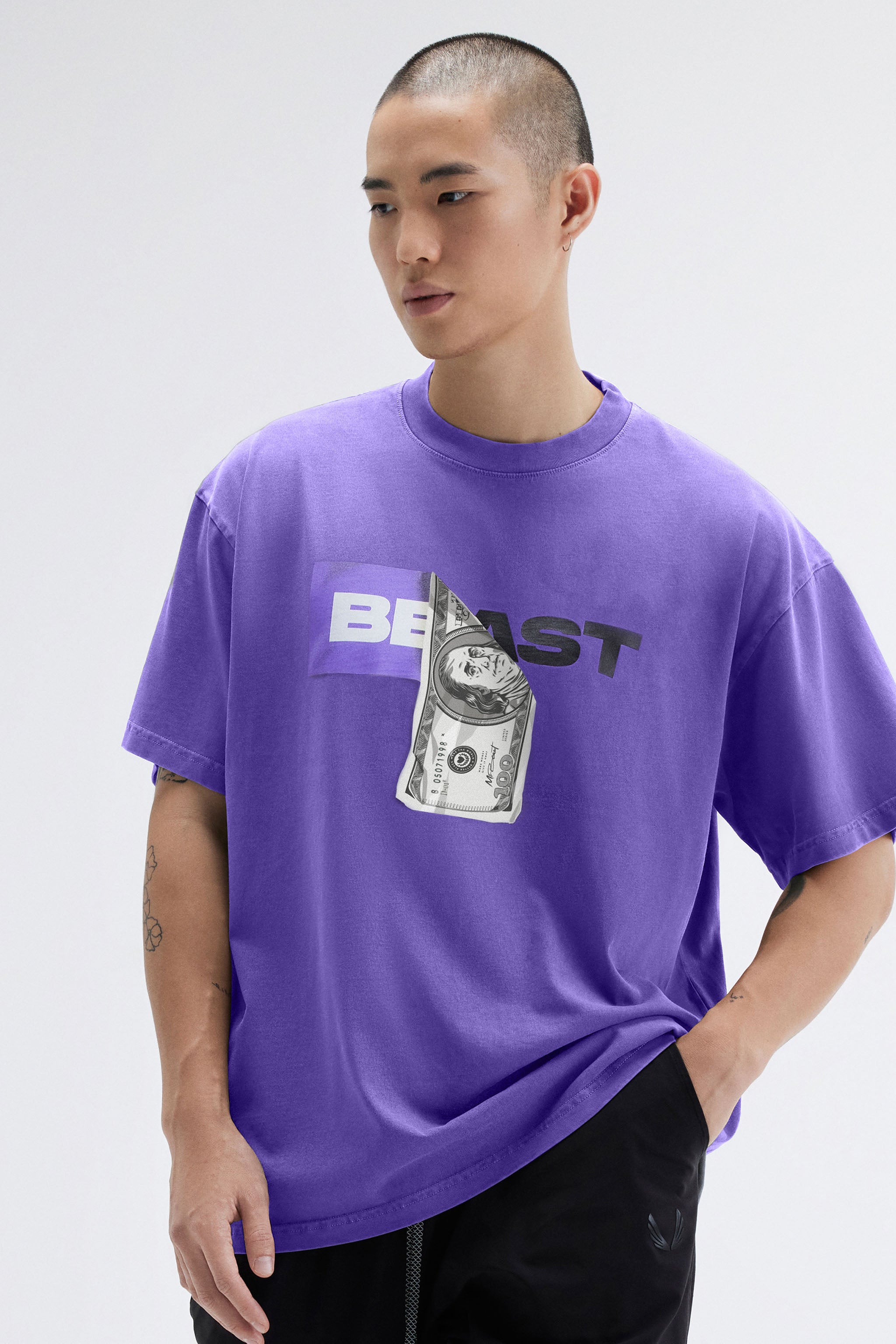 DOLLAR BILL SS TEE - PURPLE PIGMENT DYE – MrBeast.store